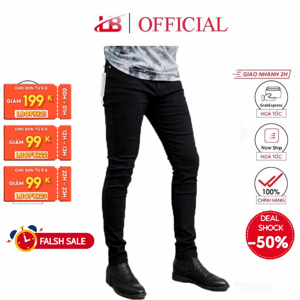 Quần jean nam đen trắng trơn LB co giãn, jean cotton cao cấp, co giãn, mềm mịn không ra màu | BigBuy360 - bigbuy360.vn