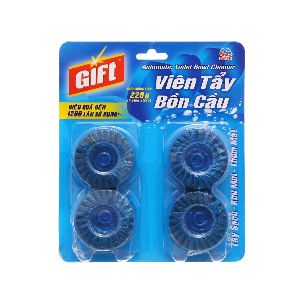 Set 4 viên tẩy bồn cầu Gift 220gr  tẩy sạch khử mùi thơm mát ( hiệu quả đến 1200 lần sử dụng)