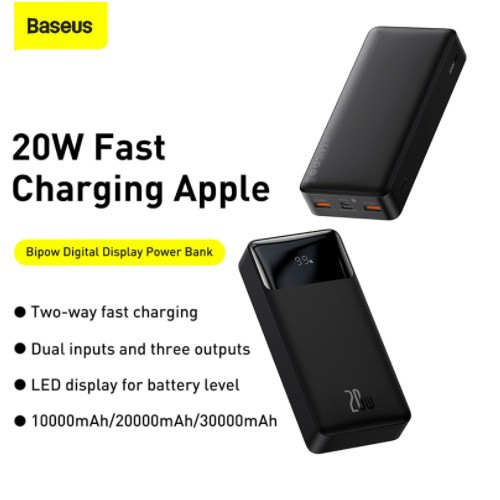 Pin sạc dự phòng Baseus 10000mAh/20000mAh - sạc dự phòng Baseus 20W/15W (USB*2+Type C, LED Display,2 Way Fas Charge)