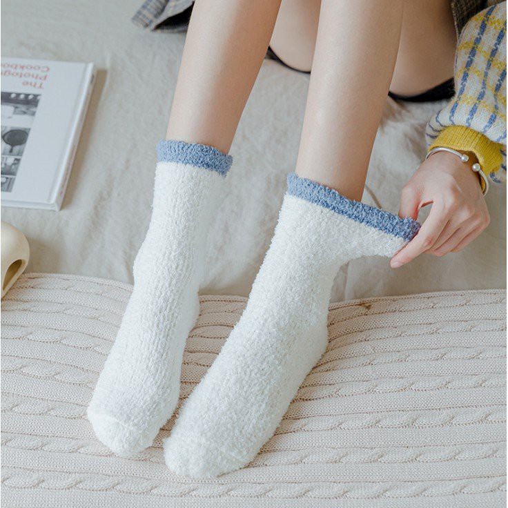Tất cổ cao nữ Mivino vớ cổ cao len lông cừu cổ bèo phong cách Vintage TN131