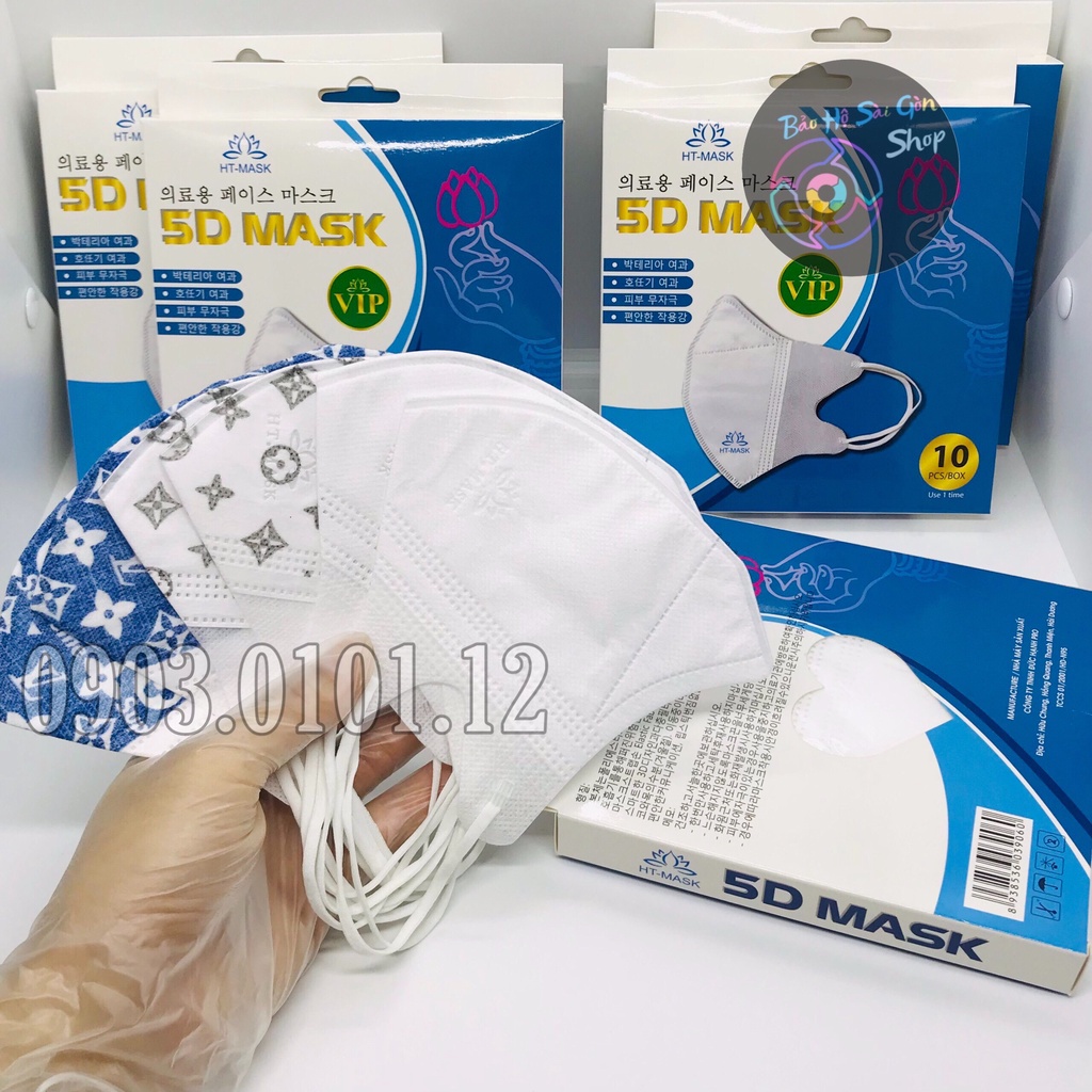 Khẩu trang 5d chính hãng HT, 5d mask hàn quốc cao cấp hộp (10 cái)