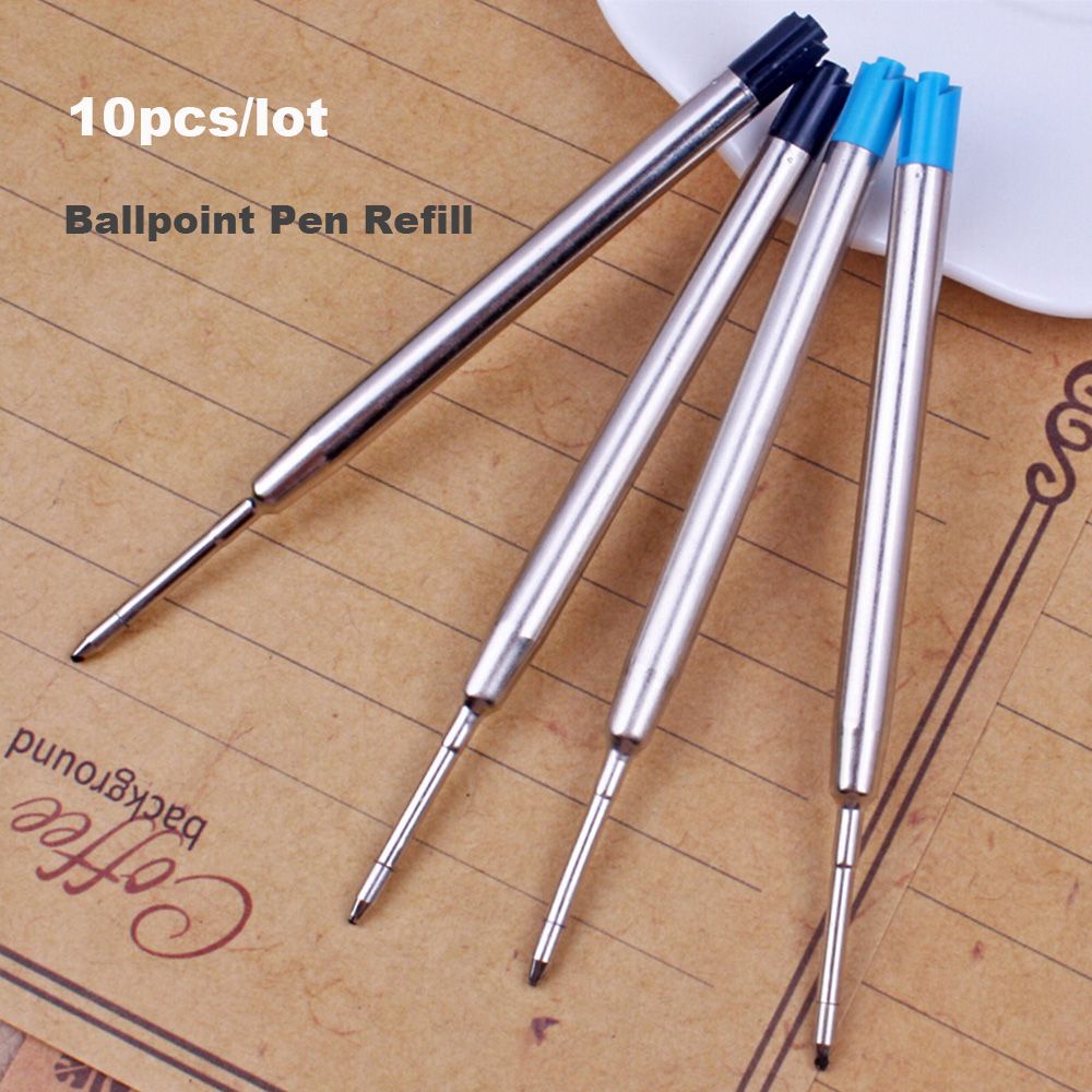 Set 10 ruột bút bi bằng kim loại ngòi 0.5mm màu xanh dương/đen tiện lợi