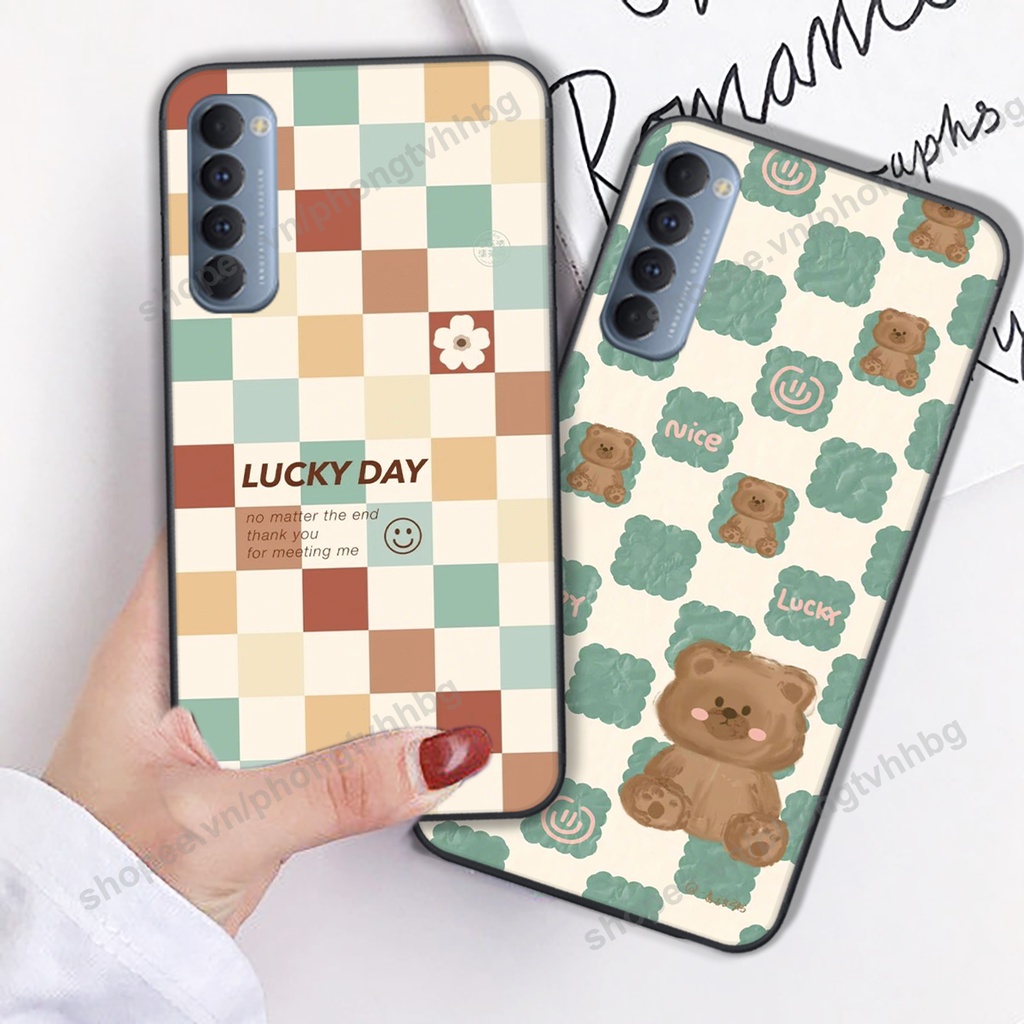 Ốp lưng Oppo Reno3 / Reno3 Pro / Reno 3 trái tim gấu thể thao , smile mặt cười cực cute