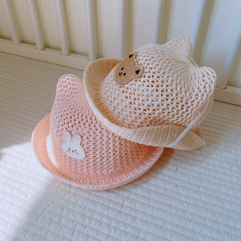 Mũ tai gấu lưới thêu xuất Hàn siêu mát, siêu thoáng, siêu cute cho bé