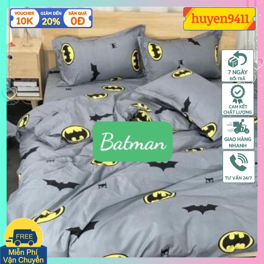 Bộ Ga Gối 3 Món 1mx2m cotton poly,sẵn hàng,có chọn mẫu[NGƯỜI DƠI]