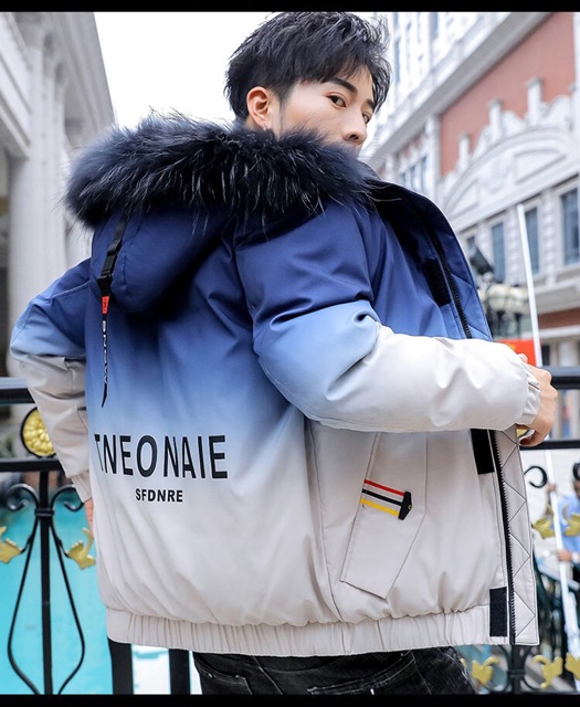 Áo phao nam hai màu mủ lông chuẩn cao cấp QC