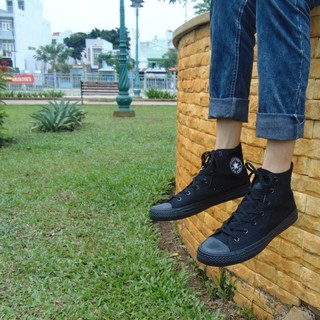 Giày CV Classic Cổ Cao Nữ Full Đen