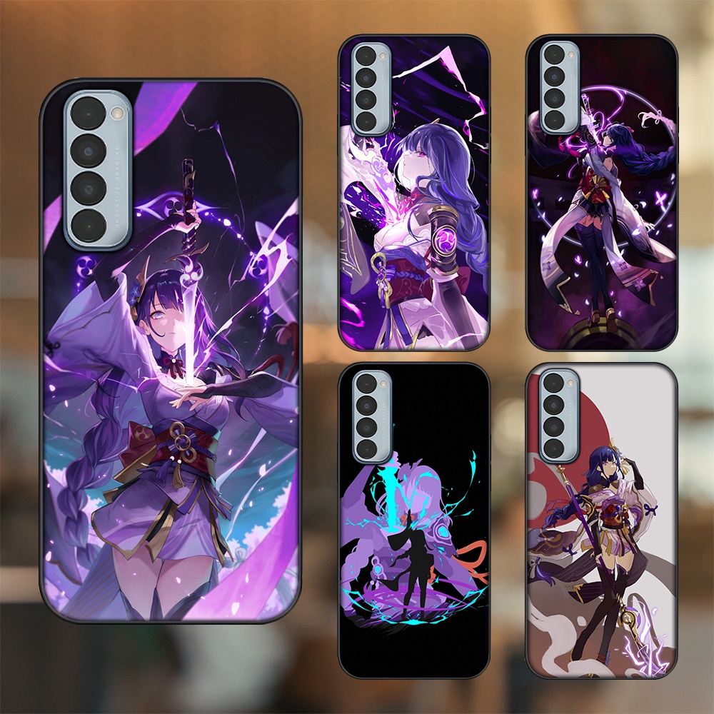 Ốp lưng Oppo Reno 4 Pro viền đen in hình Raiden Shogun Genshin Impact