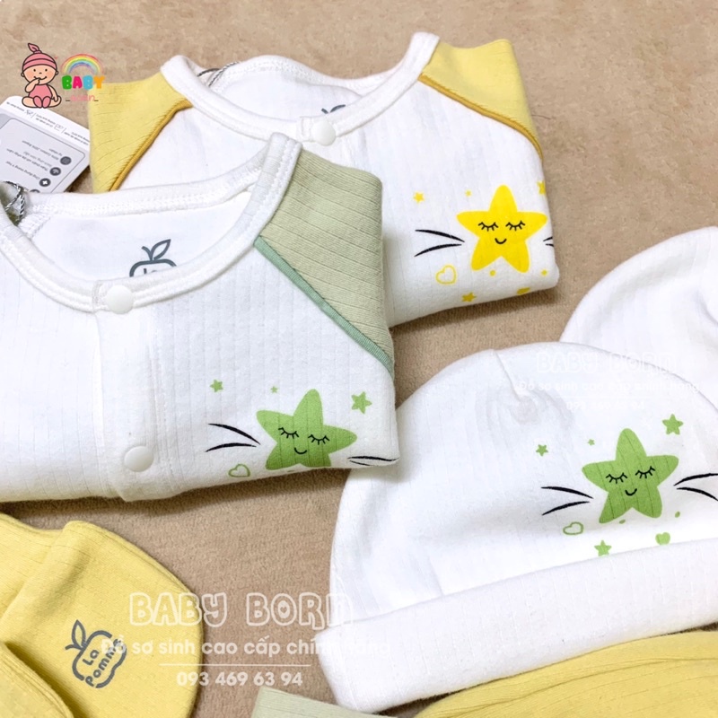 Lapomme - Bộ dài tay cúc giữa ngôi sao nhỏ Rayon Cotton mềm mại