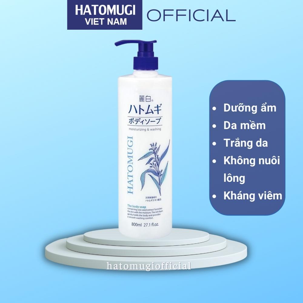 Sữa Tắm Dưỡng Ẩm Trắng Sáng Mềm Mịn Da Hatomugi hàng Nhật chính hãng 800ml