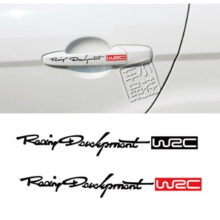Bộ 4 chữ decal logo racing development wrc dán tay nắm cửa xe ô tô