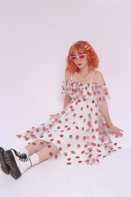 [Mã SKAMA06 giảm 8% tối đa 50K đơn 250K] VÁY ĐI CHƠI/CHỤP LOOKBOOK - STRAWBERRY DRESS - VÁY DÂU TÂY | BigBuy360 - bigbuy360.vn