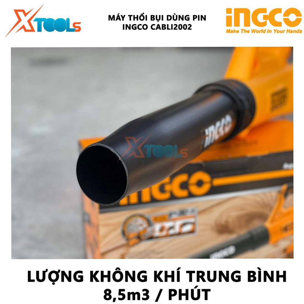 Máy thổi bụi dùng pin INGCO CABLI2002 | máy thổi lá cầm tay điện thế pin 20V tốc độ không tải 15000rpm lượng không khí t