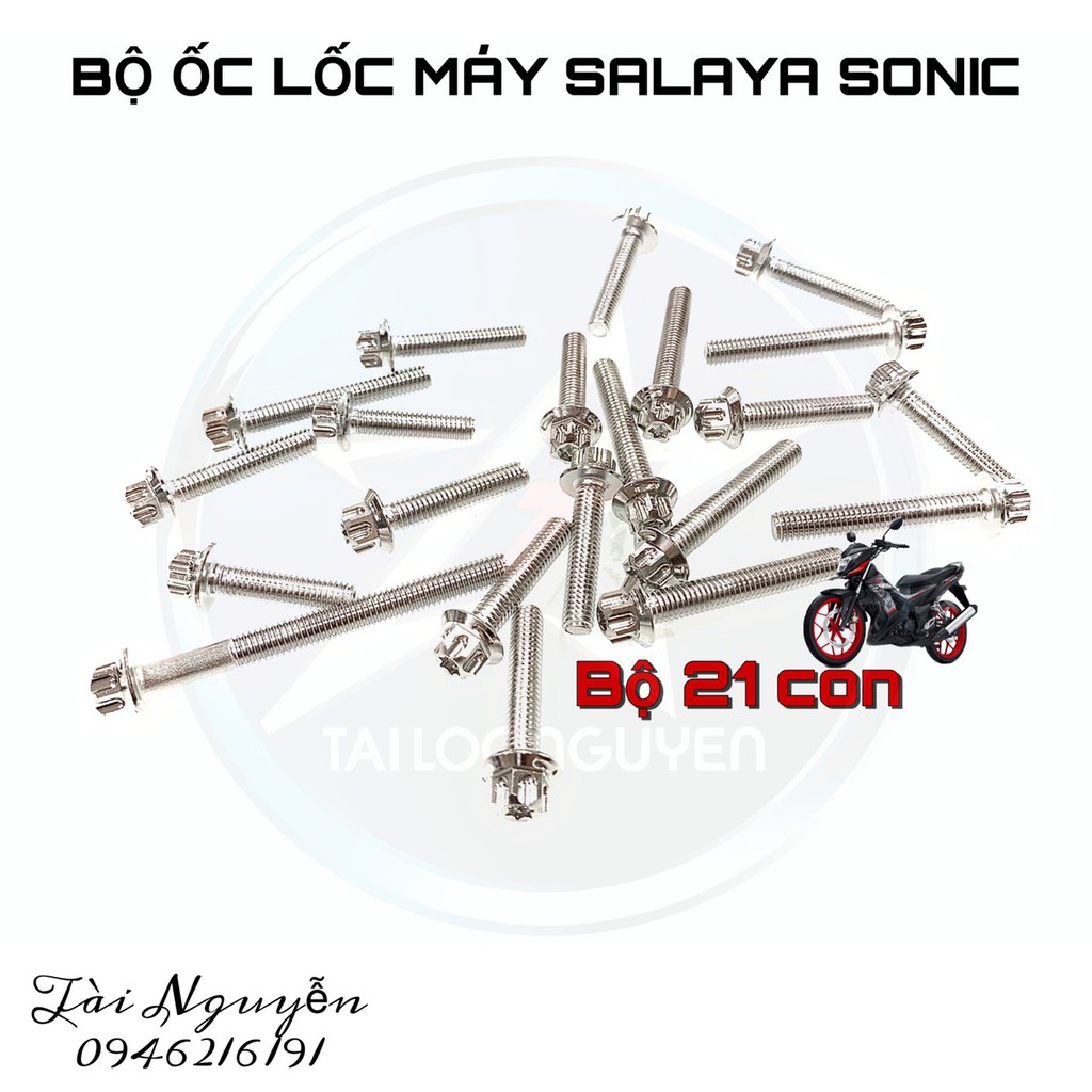 BỘ ỐC LỐC MÁY INOX SALAYA DÀNH CHO XE MÁY CÁC DÒNG