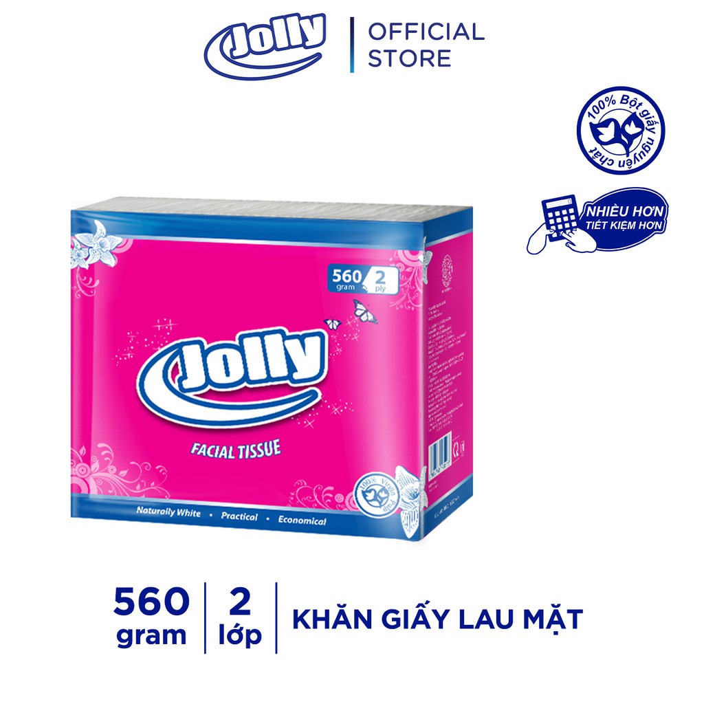 Khăn giấy lau mặt Jolly 560 gram 2 lớp