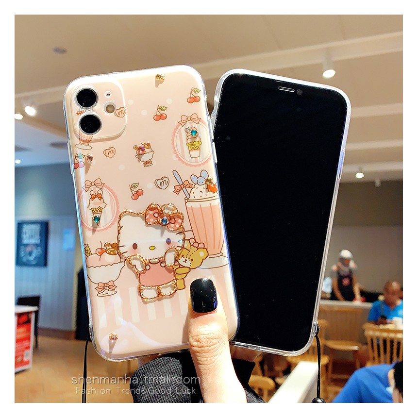 Ốp Điện Thoại Hình Mèo Kitty Đáng Yêu Cho Iphone 7 / 8 Plus 11pro 12 Xr Xsmax