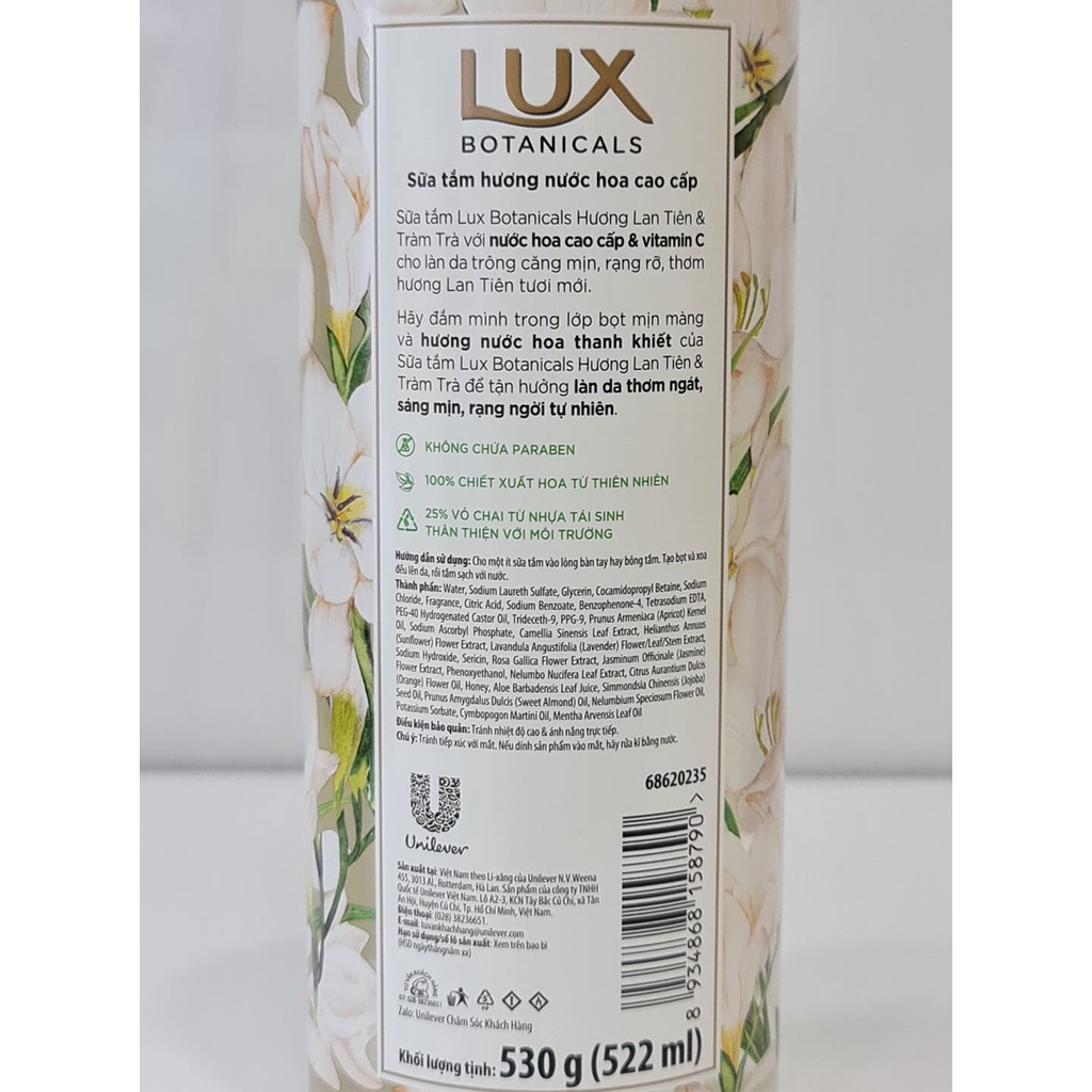 Sữa Tắm Hương Nước Hoa Cao Cấp LUX 530g Mẫu Mới Chính Hãng Công Ty