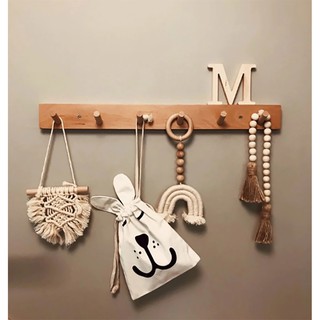 Móc treo quần áo decor bằng gỗ trang trí tường ( dài 60cm ) Móc treo quần áo bằng gỗ thịt