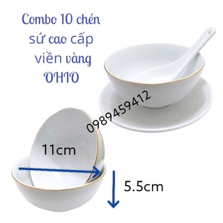 Chén sứ - 10 chén sứ cao cấp ohio viền vàng