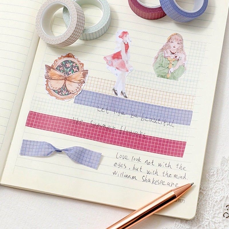 Cuộn grid washi tape 10m