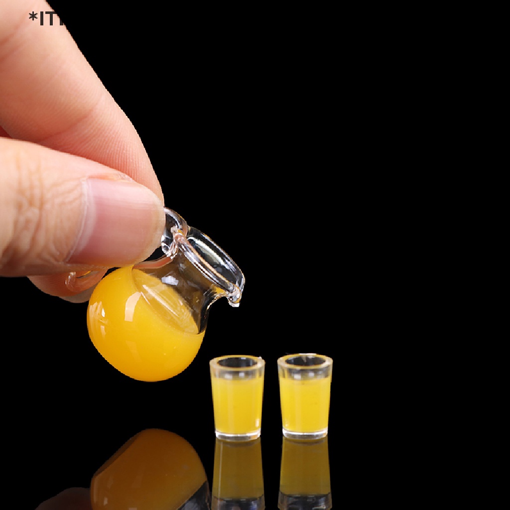 Set 3 Bình Nước Ép Trái Cây Bằng Kính Mini Trang Trí Nhà Búp Bê