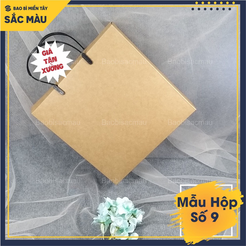 Combo 5 hộp giấy kraft có quai xách chắc chắn đựng áo quần thời trang, tranh ảnh, Album, quà tặng, thực phẩm…- Mẫu hộp 9