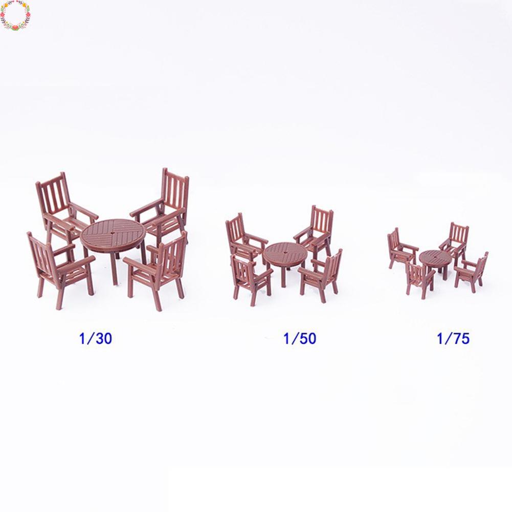 5 Sets Tables And Chairs Kit HO Scale Model Railway Micro Landscape Decoration