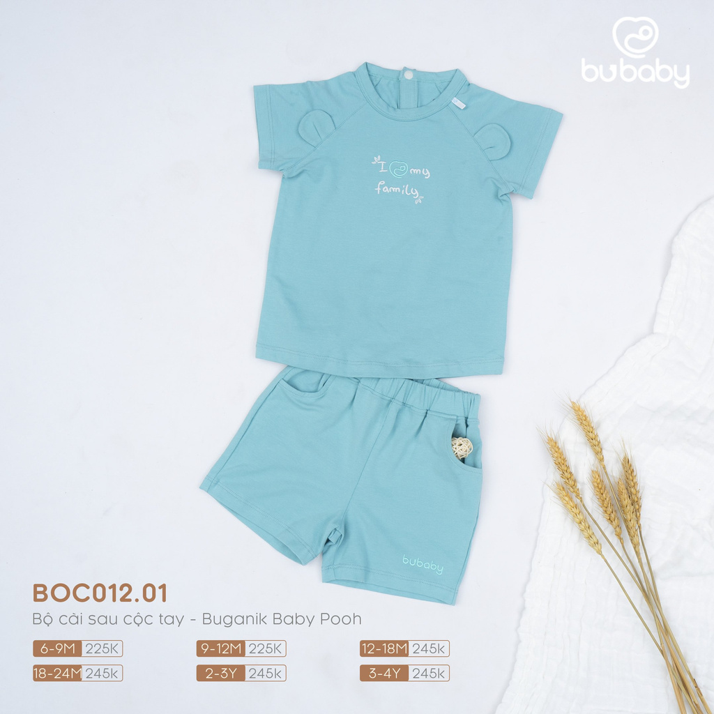Bộ quần áo Bu Baby cài sau cộc tay cho bé trai và bé gái từ 6 tháng đến 4 tuổi Buganik Imprint BOC012.01