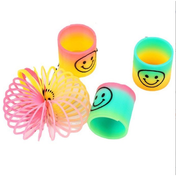 [ Loại Nhỏ] Đồ Chơi Trẻ Em Vòng Tròn Lò Xo Cầu Vòng Mặt Cười Slinky