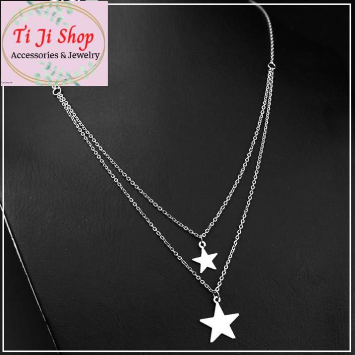 DÂY CHUYỀN INOX NGÔI SAO HAI TẦNG ĐẸP, KHÔNG ĐEN