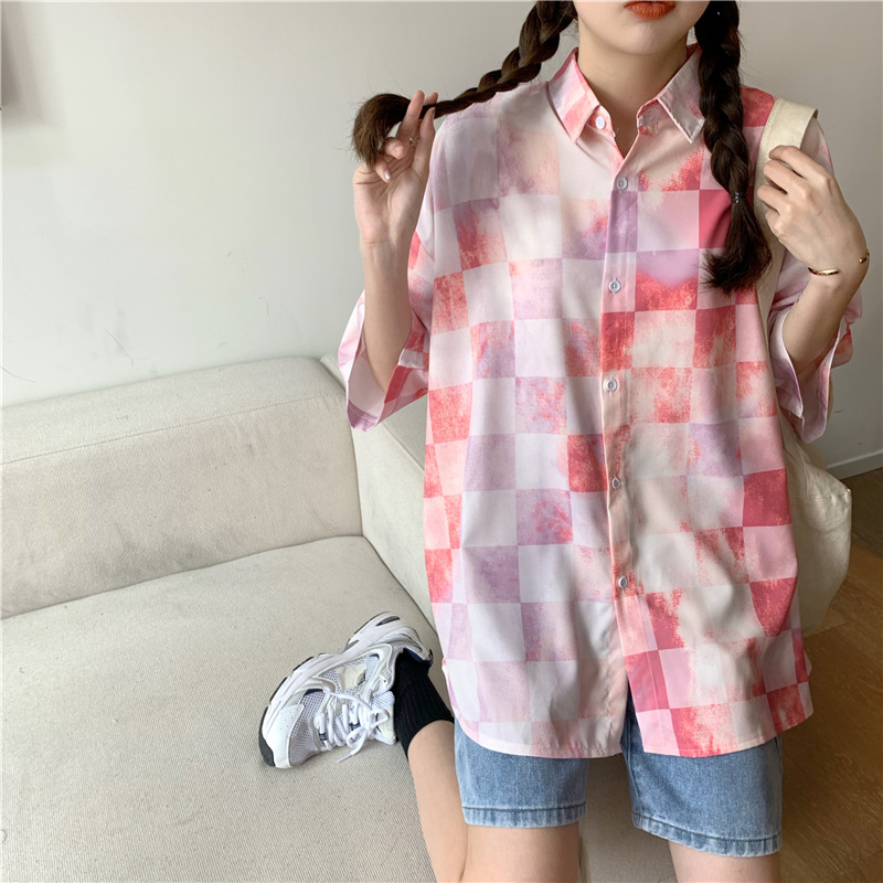 NRVP Áo Sơ Mi Nữ Tay Ngắn Dáng Rộng Kiểu Hàn Quốc Thời Trang Mùa Thu 2021