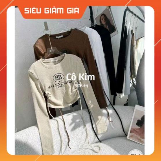 Áo thun tăm chữ B dây rút sườn hàng QC hot trend 2022
