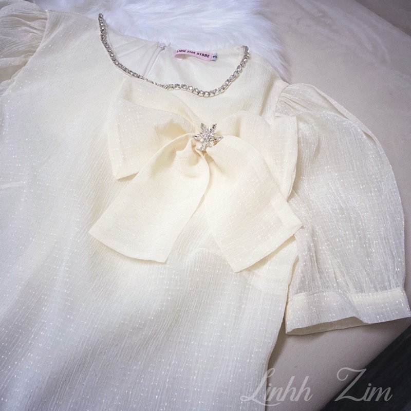 Áo nơ đính hạt cườm