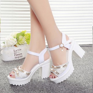 Giày Cao Gót Đính Đá Sang Trọng A209 🌺/ Giày Cao Gót Đi Tiệc / Giày Cao Gót 10cm/ Sandal Cao Gót Đế Vuông
