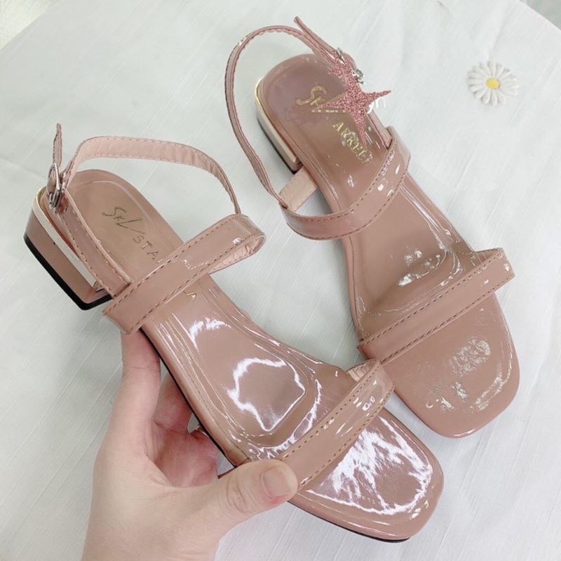 Sandal nữ đế bệt free ship 2 quai mảnh da bóng cực xinh CHAGO GNU177