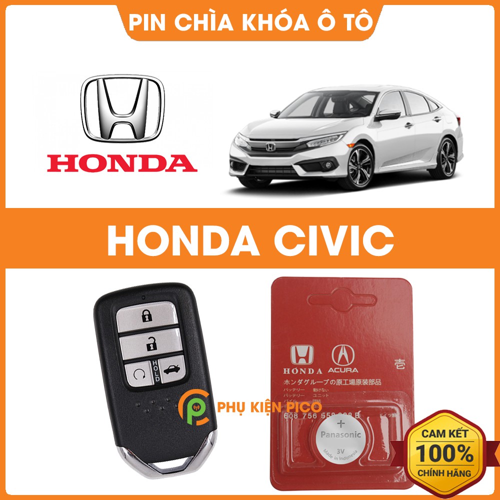 Pin chìa khóa ô tô Honda Civic chính hãng Honda sản xuất tại Indonesia 3V Panasonic