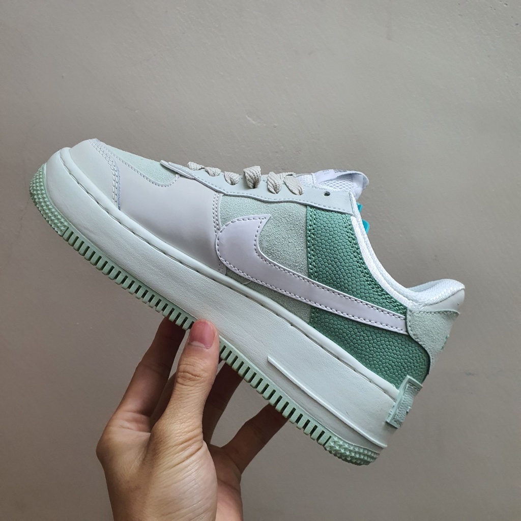 Giày Af1 Air Force 1 Shadow Xanh Aura Green Fullbox Cao Cấp, Giày thể thao af1 shadow xanh green tăng chiều cao 5cm