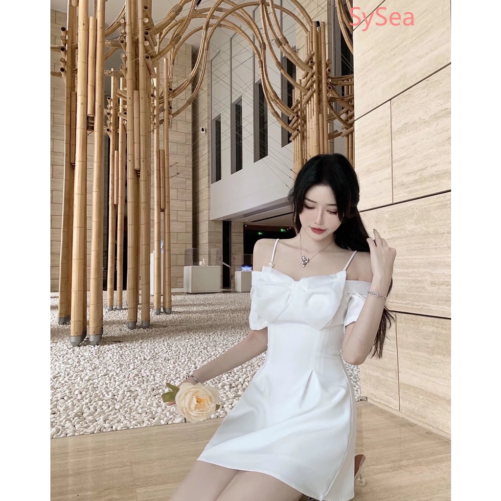 Đầm Hai Dây Phối Nơ Xinh Xắn Theo Phong Cách Mùa Hè Pháp Dành Cho Nữ