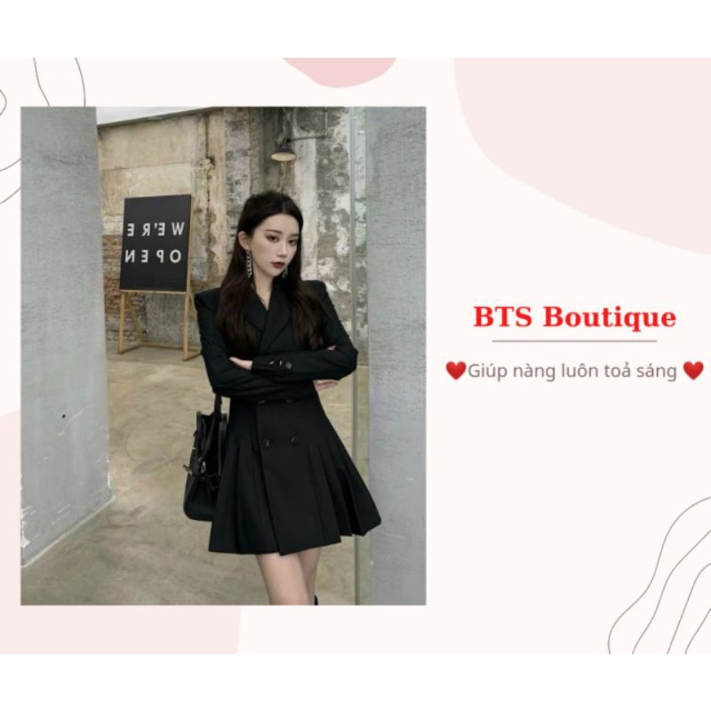 Váy vest xếp ly khuy tròn