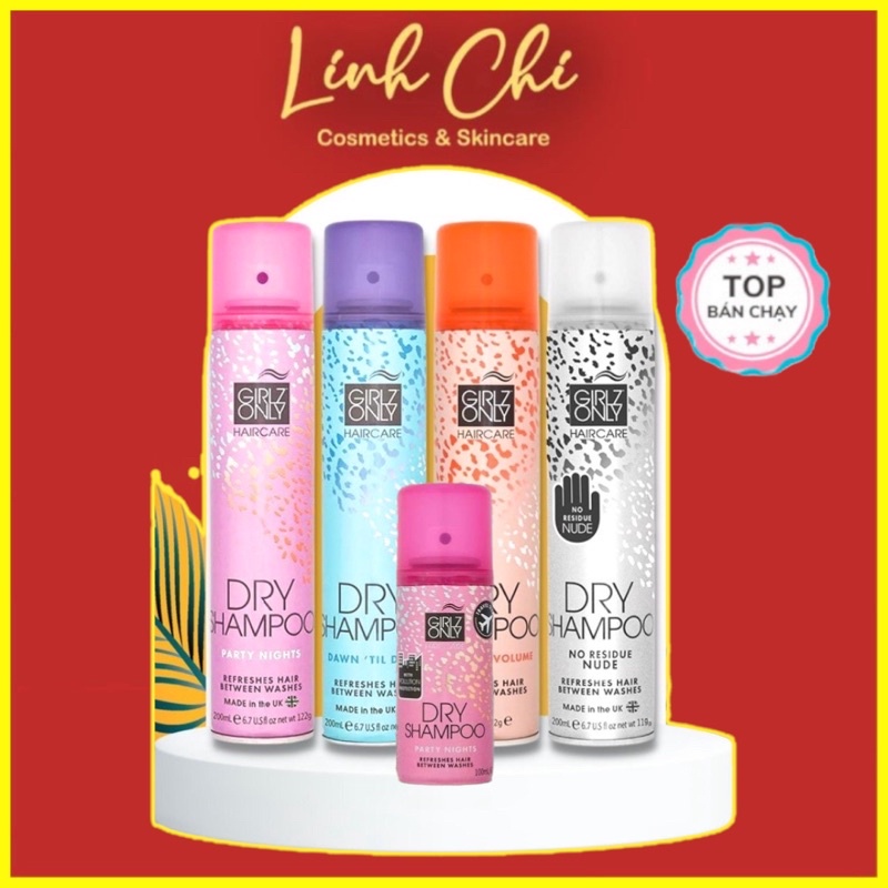 Dầu Gội Khô Girlz Only 200ml Giải cứu tóc bết, Hút dầu nhanh chóng