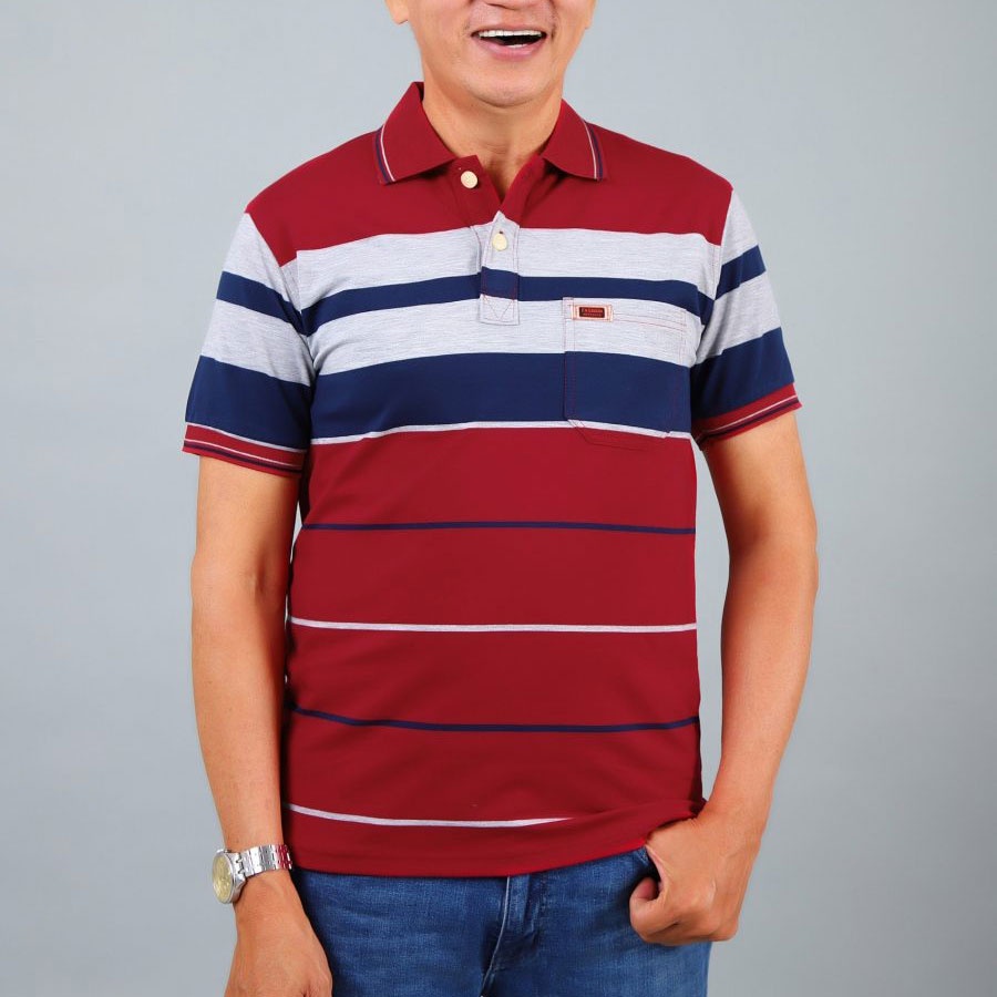 Áo Polo Nam Trung Niên Có Túi Vải Cotton Mặc Mát Thấm Mồ Hồi- Áo Polo Nam Có Túi