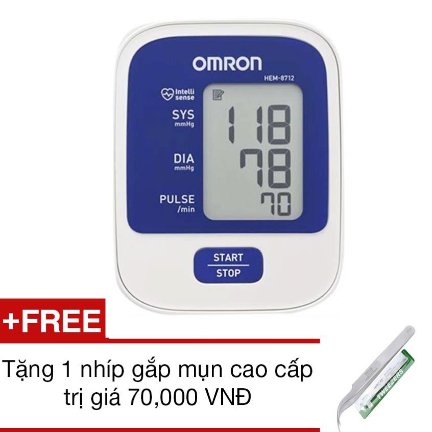 Máy đo huyết áp bắp tay Omron HEM-8712 (Trắng phối xanh)