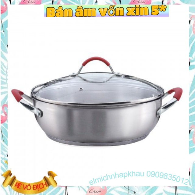 Nồi lẩu 5 đáy ELMICH inox 304 vung kính 26cm ,28cm El6687 / El5789 - 2356687 / 2355789