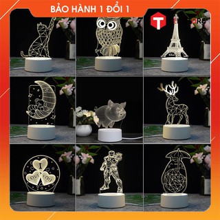 [100 Mẫu] Đèn Ngủ 3D - Đèn Led 3D 3 Màu (Trắng-Vàng-Vàng Trắng) Trang Trí Phòng Ngủ - Quà Tặng Độc Đáo