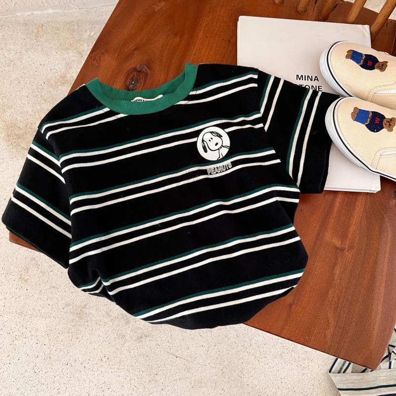 Áo Thun Cotton Nguyên Chất Dáng Rộng Tay Cộc Cổ Tròn Thoáng Khí Thoải Mái Hợp Thời Trang Cho Bé Trai