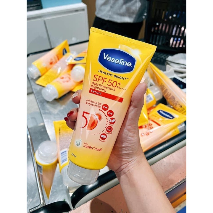 Sữa Dưỡng Thể Chống Nắng Vaseline 50X Healthy Bright Daily Protection &amp; Brightening Serum SPF50 Thái Lan Tuýp 320ML