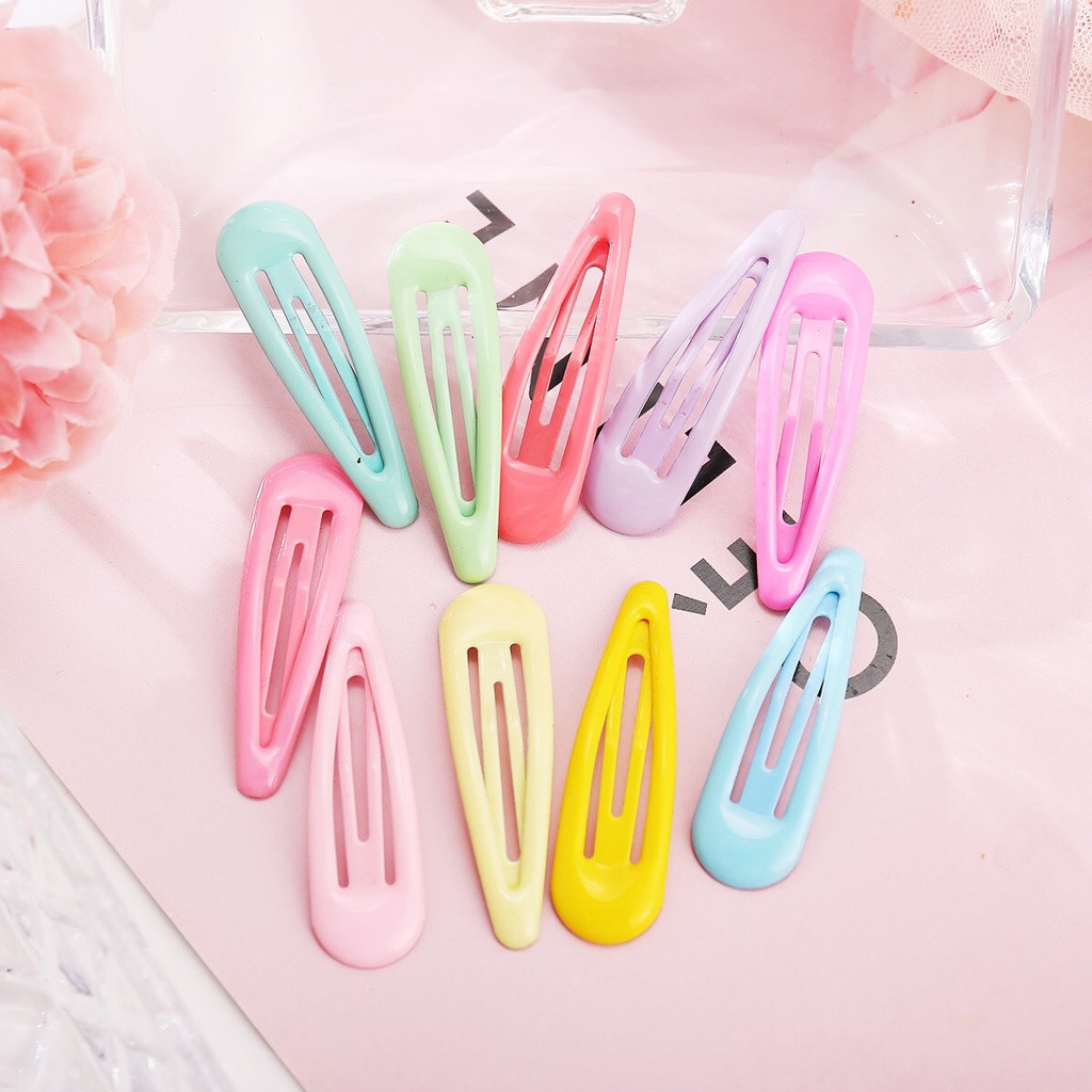 Set 10 kẹp bấm mái nhiều màu pastel - kèm túi zip/túi rút cực xinh cho nữ - kẹp tóc phong cách Hàn Quốc - Selenshop