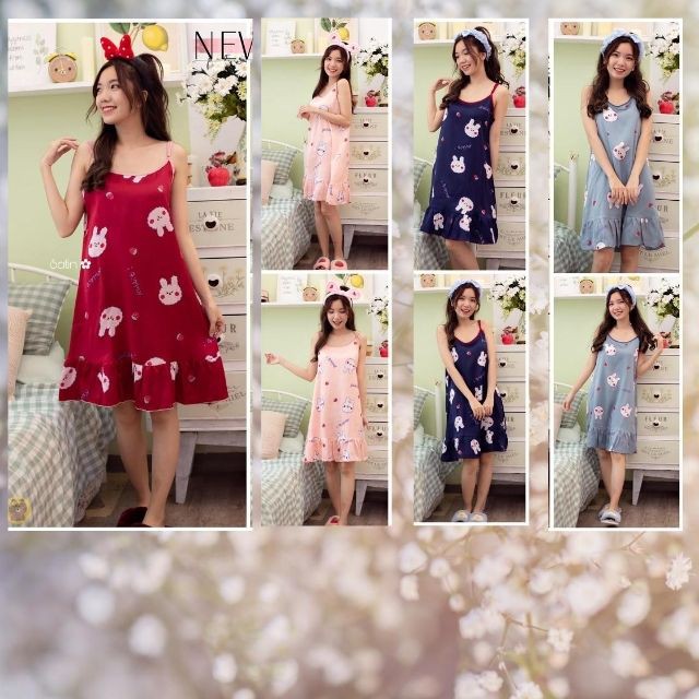 [ Sale Khủng 3 Ngày] Bộ Đồ Ngủ Đầm Ngủ 2 Dây Thời Trang Satin Mát Lịm | BigBuy360 - bigbuy360.vn