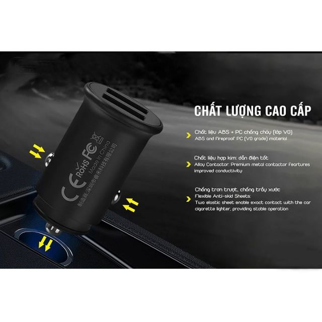   ⚡️HÀNG CHÍNH HÃNG⚡️Tẩu Sạc Cho Xe Hơi, xe SH 2 Cổng USB REMAX RCC219 2.4A | BigBuy360 - bigbuy360.vn