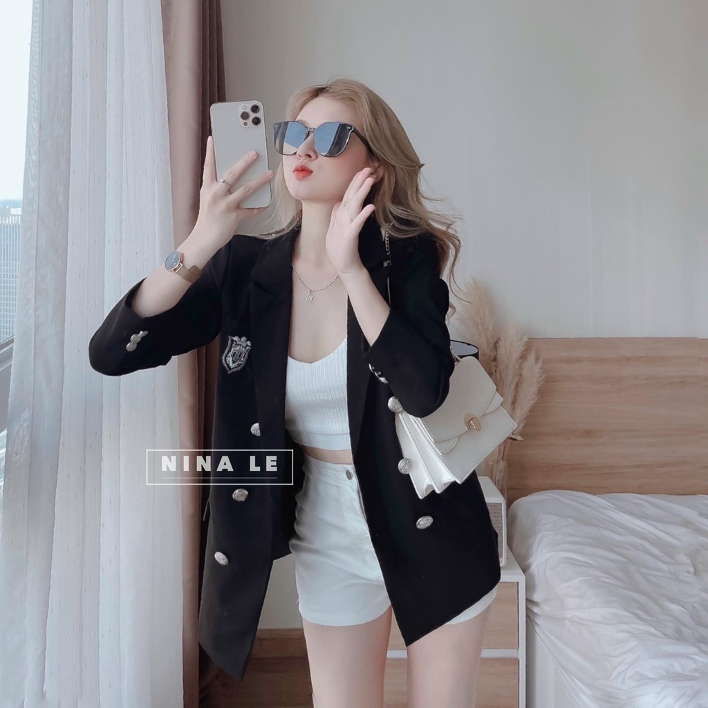 Áo khoác nữ dạng vest dáng blazer,sét bộ 3 món áo vets dài tay + quần ngắn và áo BRA  thích hợp mặc đi làm đi học đi chơ